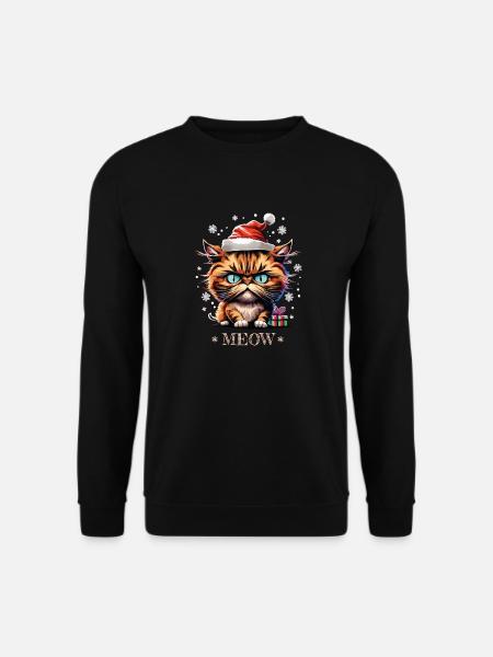 Christmas Meow Kitty - Unisex Sweatshirt - black