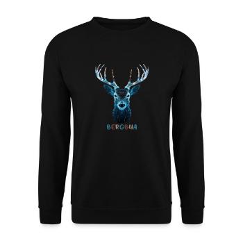 Hirsch Bergbua Hirsch Geschenk Dorffest Wandern - Unisex Pullover - Schwarz - Vorne - Alina (178cm) & Michal (187cm)