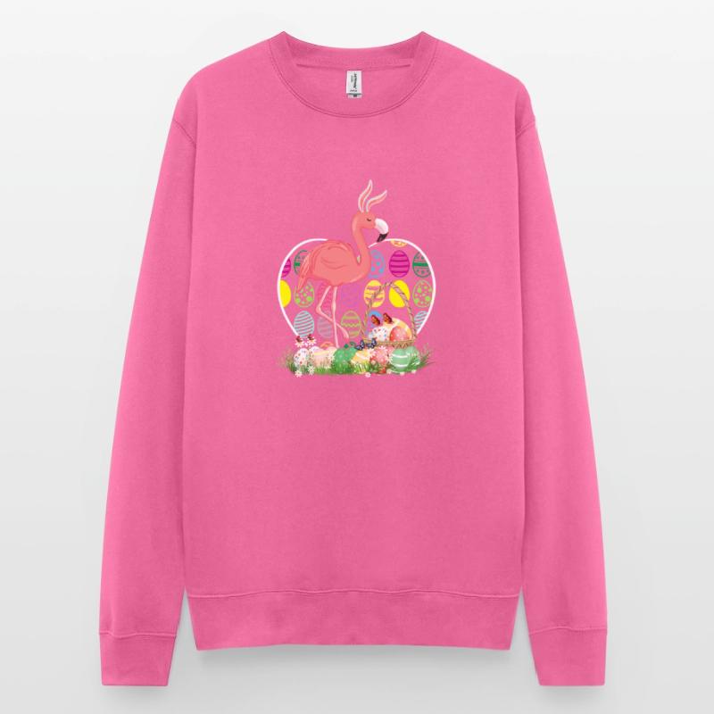 Flamingo Easter Eggs Funny Easter Day Eggs Hunters Unisex Sweatshirt