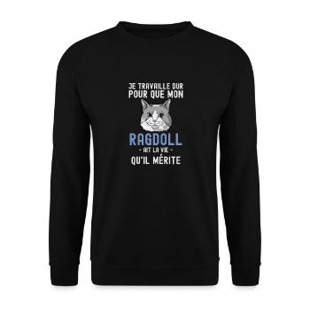 Chat mignon de race Ragdoll - Sweat-shirt Unisexe - noir - Devant - Alina (178cm) & Michal (187cm)