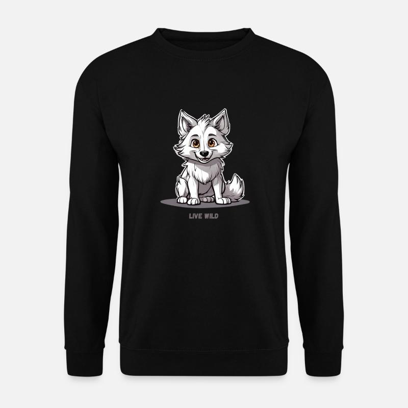 Weißer Wolf "Live Wild" - Unisex Pullover - Schwarz