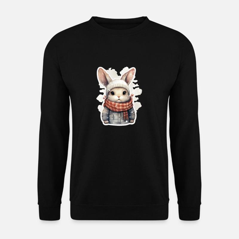 Hasen Fellnase im Winter - Unisex Pullover - Schwarz