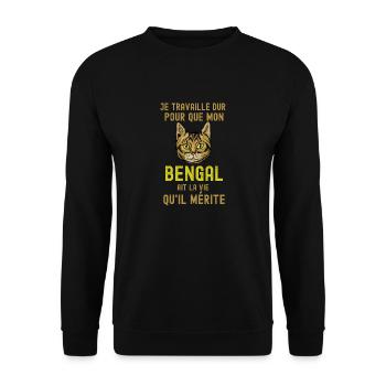 Je travaille dur pour mon bengal - Sweat-shirt Unisexe - noir - Devant - Alina (178cm) & Michal (187cm)