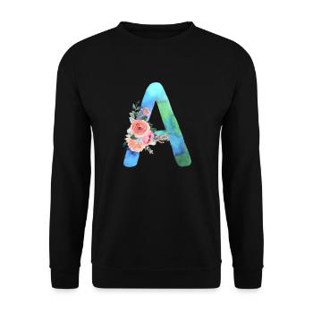 Lettre A watercolor - Sweat-shirt Unisexe - noir - Devant - Alina (178cm) & Michal (187cm)
