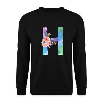Letter H watercolor - Unisex Sweatshirt - black - Front - Alina (178cm) & Michal (187cm)