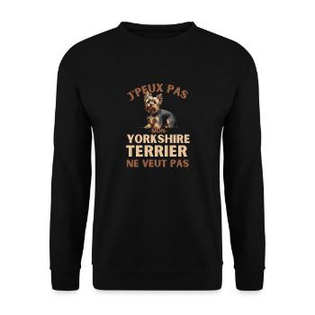 Chien de race yorkshire terrier - Sweat-shirt Unisexe - noir - Devant - Alina (178cm) & Michal (187cm)