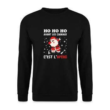 Père Noel avant les cadeaux c est l apéro - Sweat-shirt Unisexe - noir - Devant - Alina (178cm) & Michal (187cm)