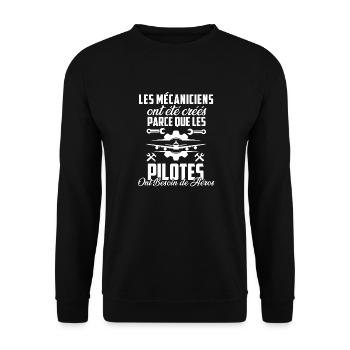 les mécaniciens sont des super héros 2 - Sweat-shirt Unisexe - noir - Devant - Alina (178cm) & Michal (187cm)