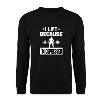 I Lift Because I'm Depressed Funny workout Jokes - Sweat-shirt Unisexe - noir - Devant - Alina (178cm) & Michal (187cm)