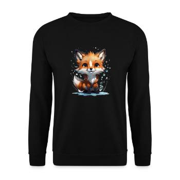 Kleiner süßer Fuchs - Unisex Pullover - Schwarz - Vorne - Alina (178cm) & Michal (187cm)