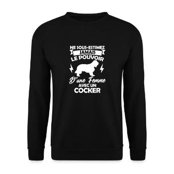 NE SOUS ESTIMEZ JAMAIS UNE FEMME AVEC UN COCKER 1 - Sweat-shirt Unisexe - noir - Devant - Alina (178cm) & Michal (187cm)