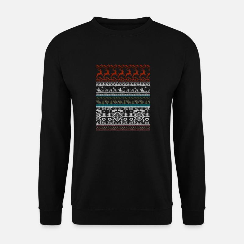 Gestricktes Weihnachtsmuster - Unisex Pullover - Schwarz