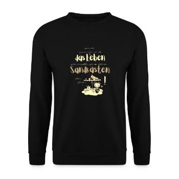 Lieber im Sandkasten geblieben! Spruch übers Leben - Unisex Pullover - Schwarz - Vorne - Alina (178cm) & Michal (187cm)