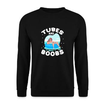 Tubes And Boobs Tube Floating River Floater - Unisex Pullover - Schwarz - Vorne - Alina (178cm) & Michal (187cm)