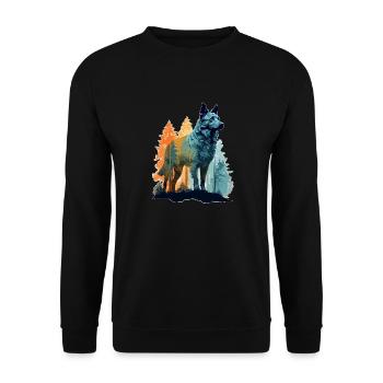 Hund in der Wildnis - Unisex Pullover - Schwarz - Vorne - Alina (178cm) & Michal (187cm)