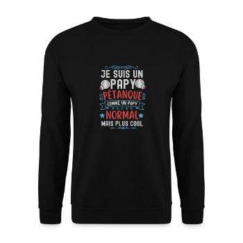 Papy pétanque - Sweat-shirt Unisexe - noir - Devant - Alina (178cm) & Michal (187cm)