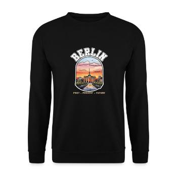 Berlin - Vergangenheit Gegenwart Zukunft - Unisex Pullover - Schwarz - Vorne - Alina (178cm) & Michal (187cm)