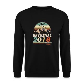 2018 Vintage Retro Birthday Vintage Gift - Unisex Sweatshirt - black - Front - Alina (178cm) & Michal (187cm)