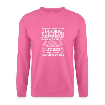 Lecture livre - Sweat-shirt Unisexe - rose - Devant