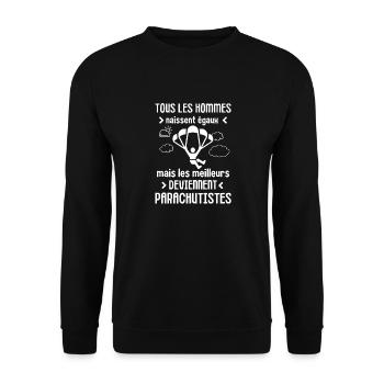 Parachute parachutiste - Sweat-shirt Unisexe - noir - Devant - Alina (178cm) & Michal (187cm)