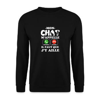 Mon Chat m appelle il faut que j y aille 2 - Sweat-shirt Unisexe - noir - Devant - Alina (178cm) & Michal (187cm)
