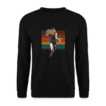 Coffee Junkie: Fun Design for Coffee-to-Go - Unisex Sweatshirt - black - Front - Alina (178cm) & Michal (187cm)