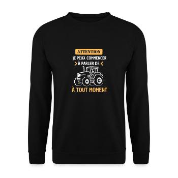 Humour tracteur agricole - Sweat-shirt Unisexe - noir - Devant - Alina (178cm) & Michal (187cm)