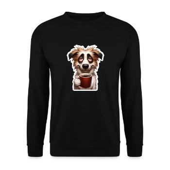 Dog tired with coffee cup - Unisex Sweatshirt - black - Front - Alina (178cm) & Michal (187cm)