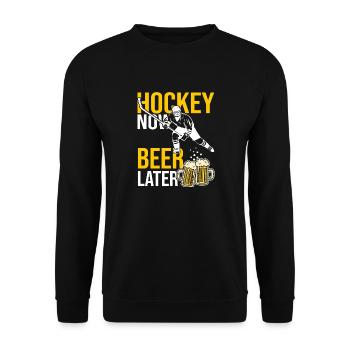 Eishockeyspieler Geschenk Bier Geschenk - Unisex Pullover - Schwarz - Vorne - Alina (178cm) & Michal (187cm)