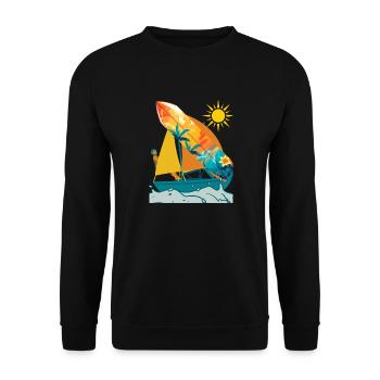Bateau orange et turquoise - Sweat-shirt Unisexe - noir - Devant - Alina (178cm) & Michal (187cm)