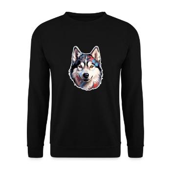 Siberian Husky - Unisex Pullover - Schwarz - Vorne - Alina (178cm) & Michal (187cm)