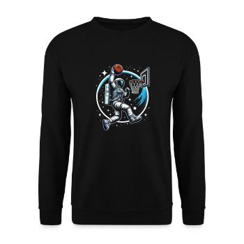 Astronaut Slam Dunk Basketball - Unisex Sweatshirt - black - Front - Alina (178cm) & Michal (187cm)