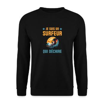 Je suis un surfeur qui déchire 2 - Sweat-shirt Unisexe - noir - Devant - Alina (178cm) & Michal (187cm)