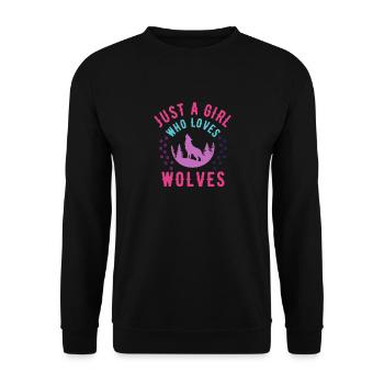 Just a girl who loves wolves - Unisex Sweatshirt - black - Front - Alina (178cm) & Michal (187cm)