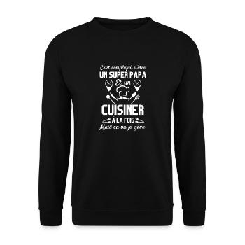 SuperPapa et cuisinier - Sweat-shirt Unisexe - noir - Devant - Alina (178cm) & Michal (187cm)