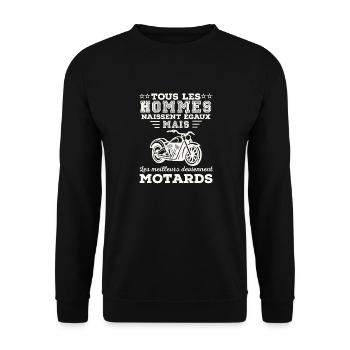 Tous les hommes naissent égaux meilleurs motards - Sweat-shirt Unisexe - noir - Devant - Alina (178cm) & Michal (187cm)