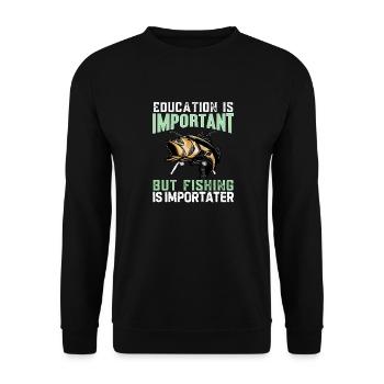 Bildung ist wichtig, aber Fischerei ist wichtiger - Unisex Pullover - Schwarz - Vorne - Alina (178cm) & Michal (187cm)