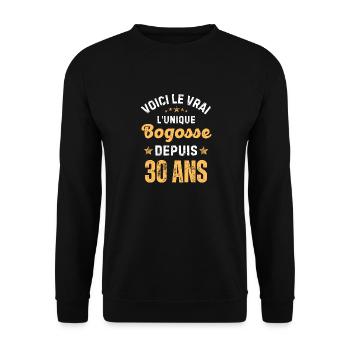 Le vrai l unique bogosse depuis 30 ans - Sweat-shirt Unisexe - noir - Devant - Alina (178cm) & Michal (187cm)