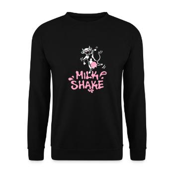 Lustige Milchshake Kuh – weiß - Unisex Pullover - Schwarz - Vorne - Alina (178cm) & Michal (187cm)