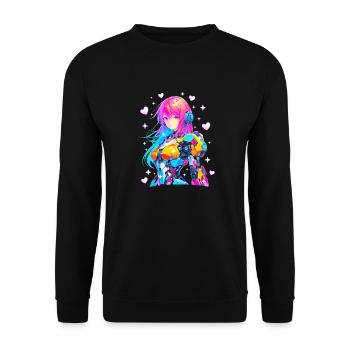 Mecha Anime Fille - Sweat-shirt Unisexe - noir - Devant - Alina (178cm) & Michal (187cm)
