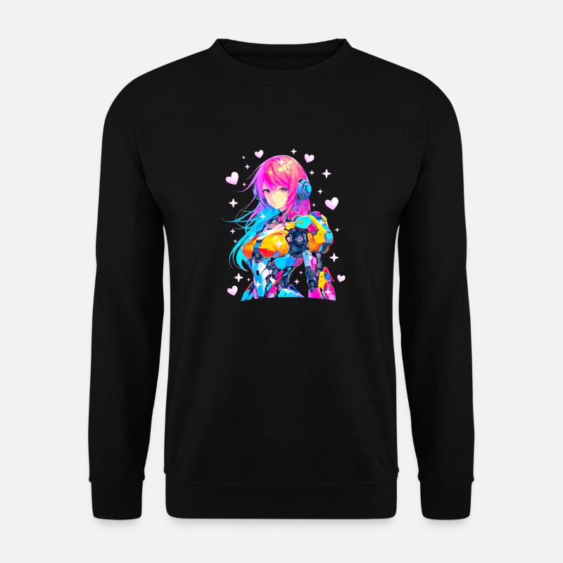 Mecha-Anime-Mädchen - Unisex Pullover - Schwarz