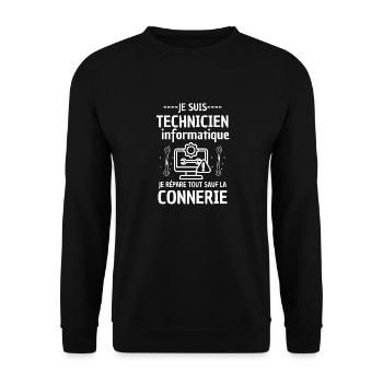 Technicien informatique - Sweat-shirt Unisexe - noir - Devant - Alina (178cm) & Michal (187cm)