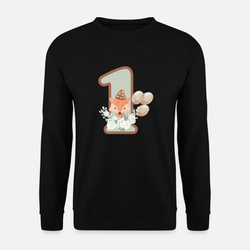 1st Birthday Fox Flowers - Unisex Sweatshirt - black