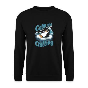 Calm And Chilling Penguin - Unisex Sweatshirt - black - Front - Alina (178cm) & Michal (187cm)