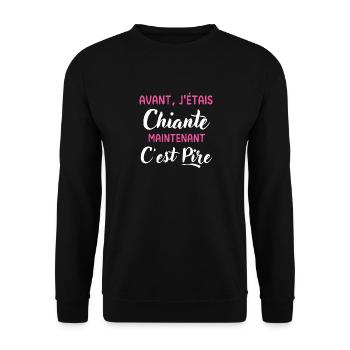 Humour femme chiante - Sweat-shirt Unisexe - noir - Devant - Alina (178cm) & Michal (187cm)