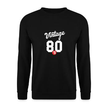Vintage 80s 1980s - Sweat-shirt Unisexe - noir - Devant - Alina (178cm) & Michal (187cm)