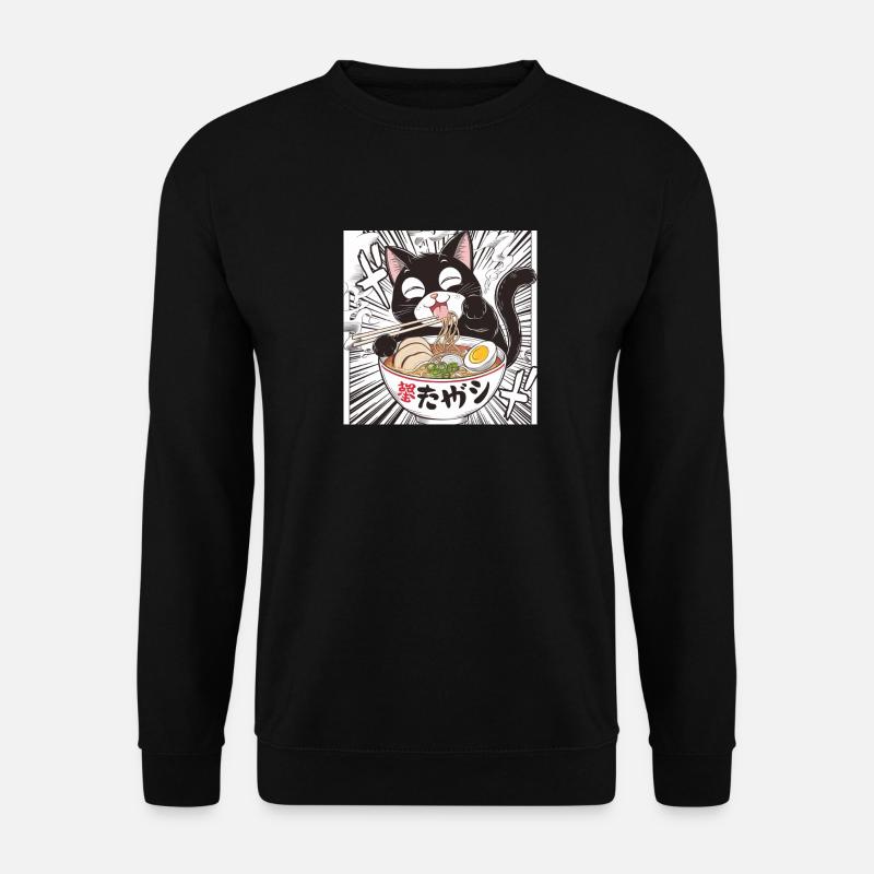 Cat Ramen Noodle Japanese - Unisex Pullover - Schwarz