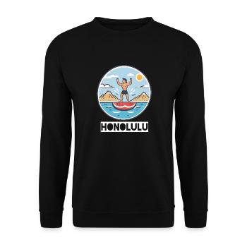 Honolulu Hawaii USA - Unisex Pullover - Schwarz - Vorne - Alina (178cm) & Michal (187cm)