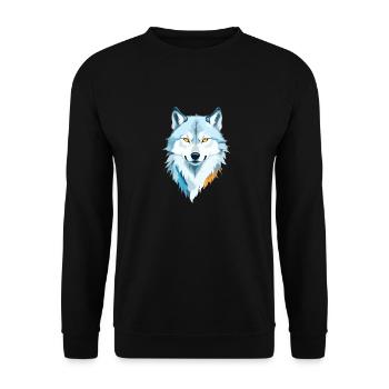Wolf Vektor Kunst mit lebendigen Farben Illustration - Unisex Pullover - Schwarz - Vorne - Alina (178cm) & Michal (187cm)