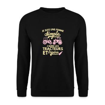 femme simple j aime les tracteurs et l apéro 2 - Sweat-shirt Unisexe - noir - Devant - Alina (178cm) & Michal (187cm)